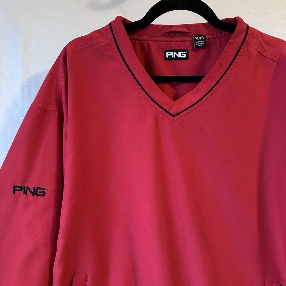 PING Golf Play Up Windshirt Windbreaker PULLOVER *Men XL* Shell Layer LS  Red
